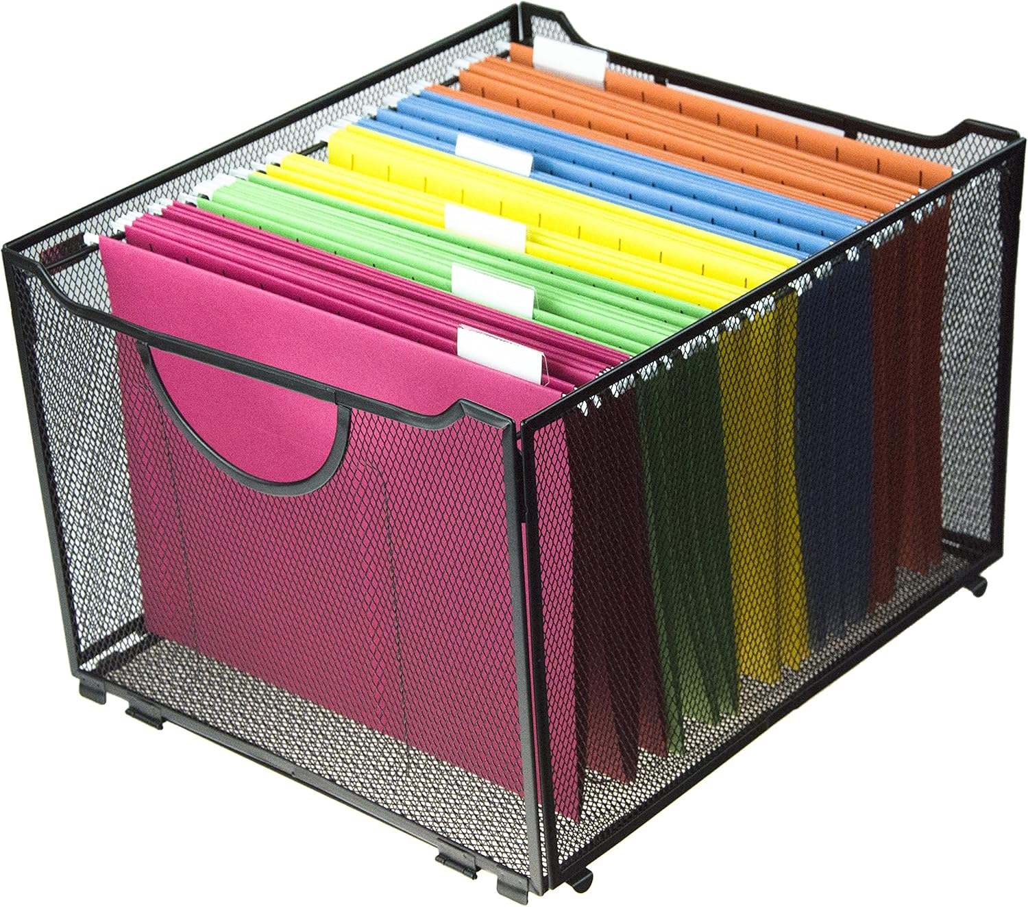 Modern Black Metal Mesh File Box 