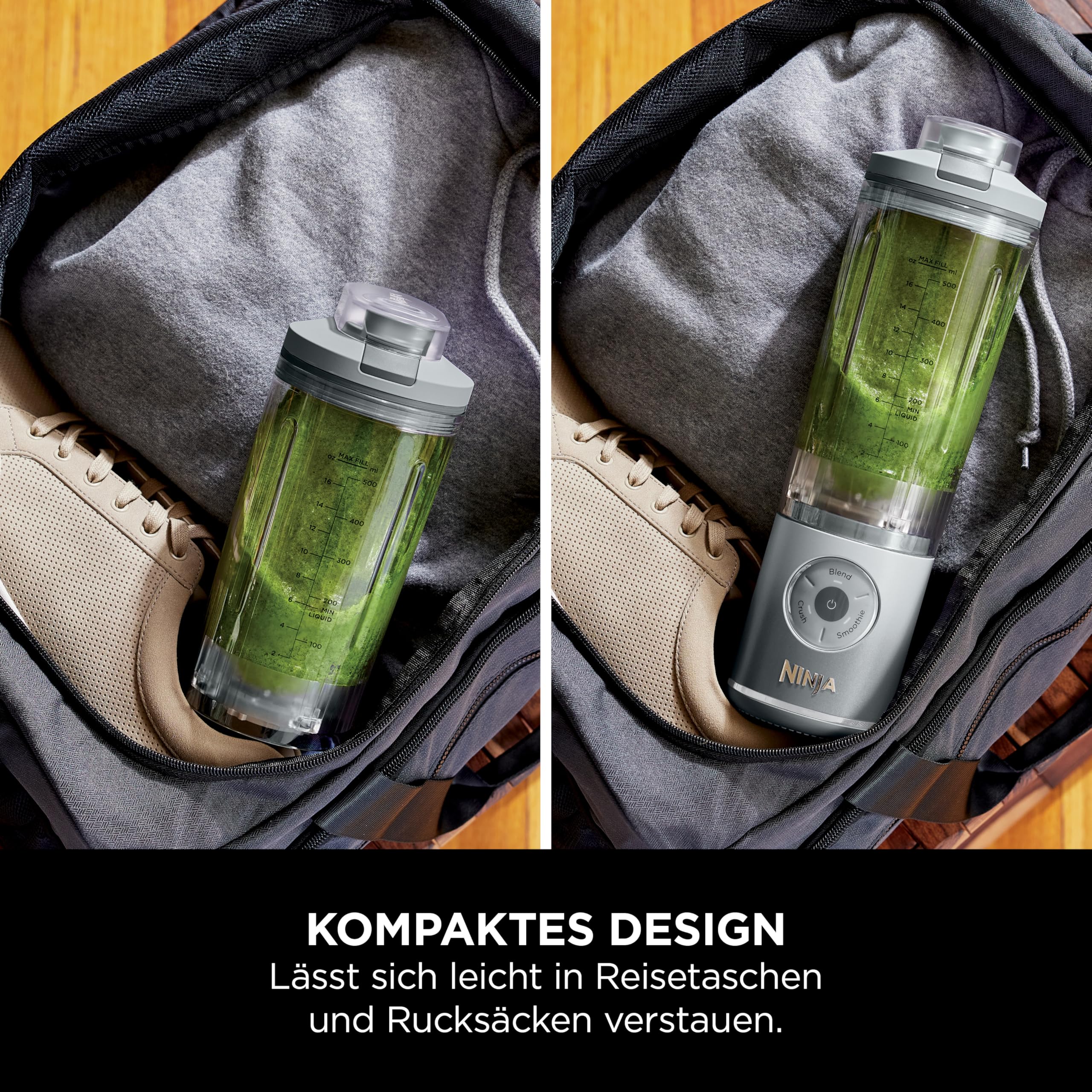 Ninja Blast Max Tragbarer Mixer/Blender/Smoothie Maker, 2 x 570 ml, wiederaufladbar, Mixbecher & auslaufsicherer Deckel, 3 Funktionen, Smoothies, Proteinshakes, Lavendel/Silber BC251EULS 5