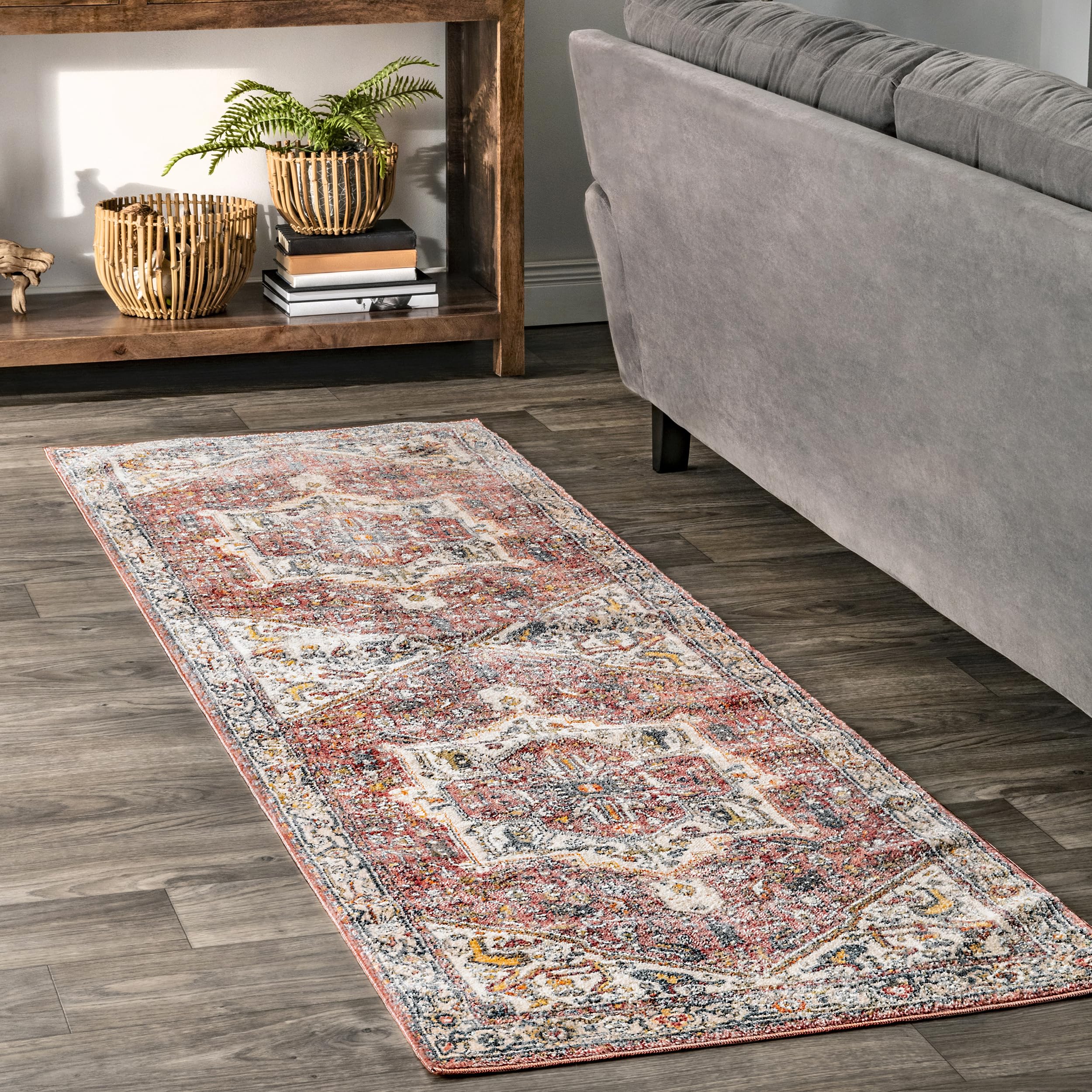 nuLOOM Harriet Vintage Medallion Fringe Runner Rug, 2' 6" x 6', Orange