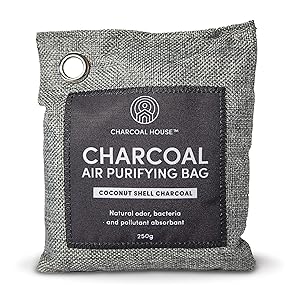 Coconut Charcoal Air Purifying Bags (4 x 250g), Odor Eliminators and Absorber for Home, Closets, Fridge, Car, with Premium Coconut