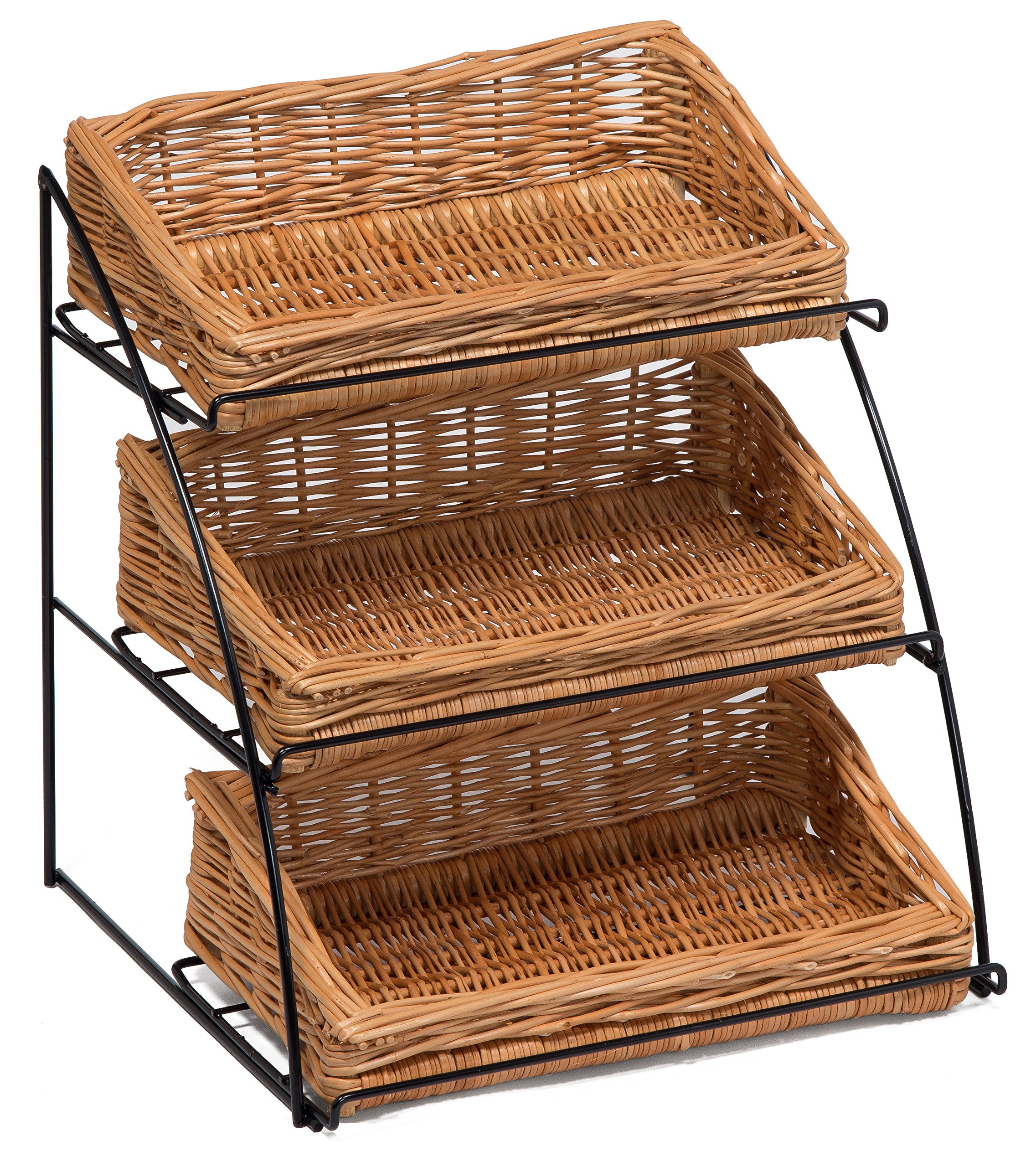 Prestige Wicker Counter Top Display Stand Three Baskets, Natural 1207
