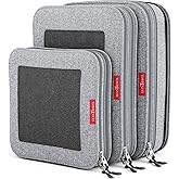 LeanTravel Premium Compression Packing Cubes for Travel - Luggage Organizers with Double Zipper - Sturdy Bags for Suitcase (3-Pack, Grey)