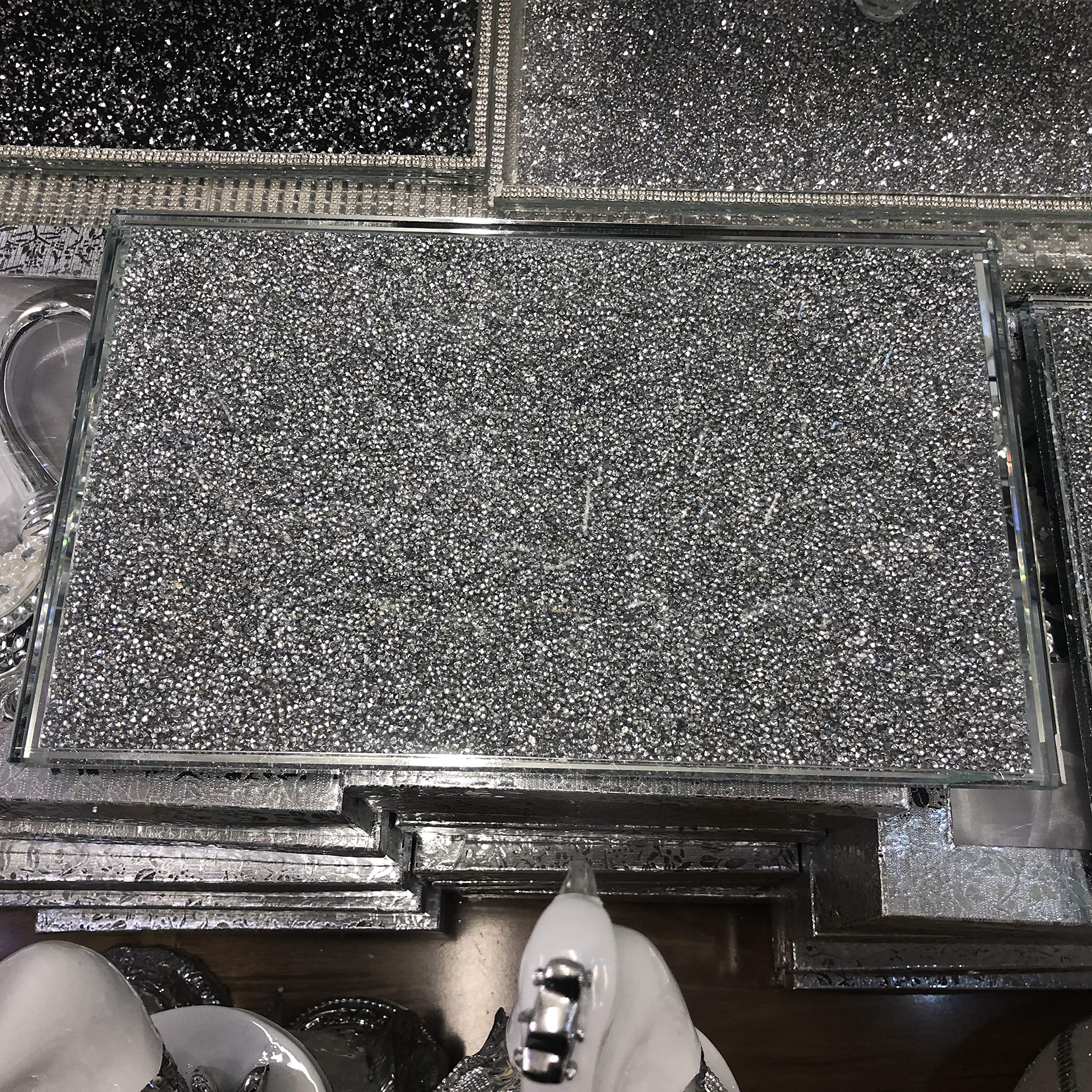 Silver Chopping Board Filled with Crushed Diamond Crystal Serving Platter Bread Board