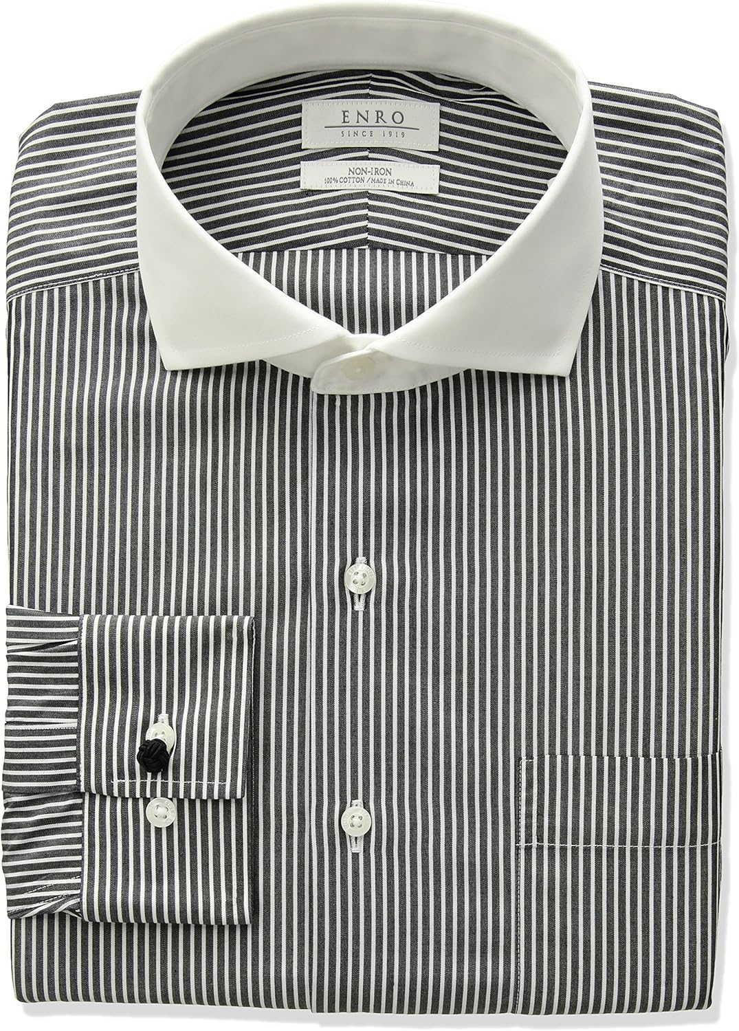 Enro Camisa de vestir de algodón a rayas de ajuste clásico, no necesita planchado para hombre