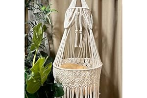 TOYAFUN Macrame Cat Hammock - Boho Wall Hanging for Indoor Outdoor Home Decor, Pet Hammock for Sleeping, Playing and Lounging