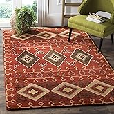 SAFAVIEH Heritage Collection Area Rug - 9' x 12', Red & Multi, Handmade Traditional Oriental Wool, Ideal for High Traffic Are