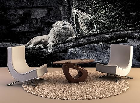 Amazon 壁タペストリーホワイトライオン壁アート装飾フォト壁紙ポスター印刷 壁紙