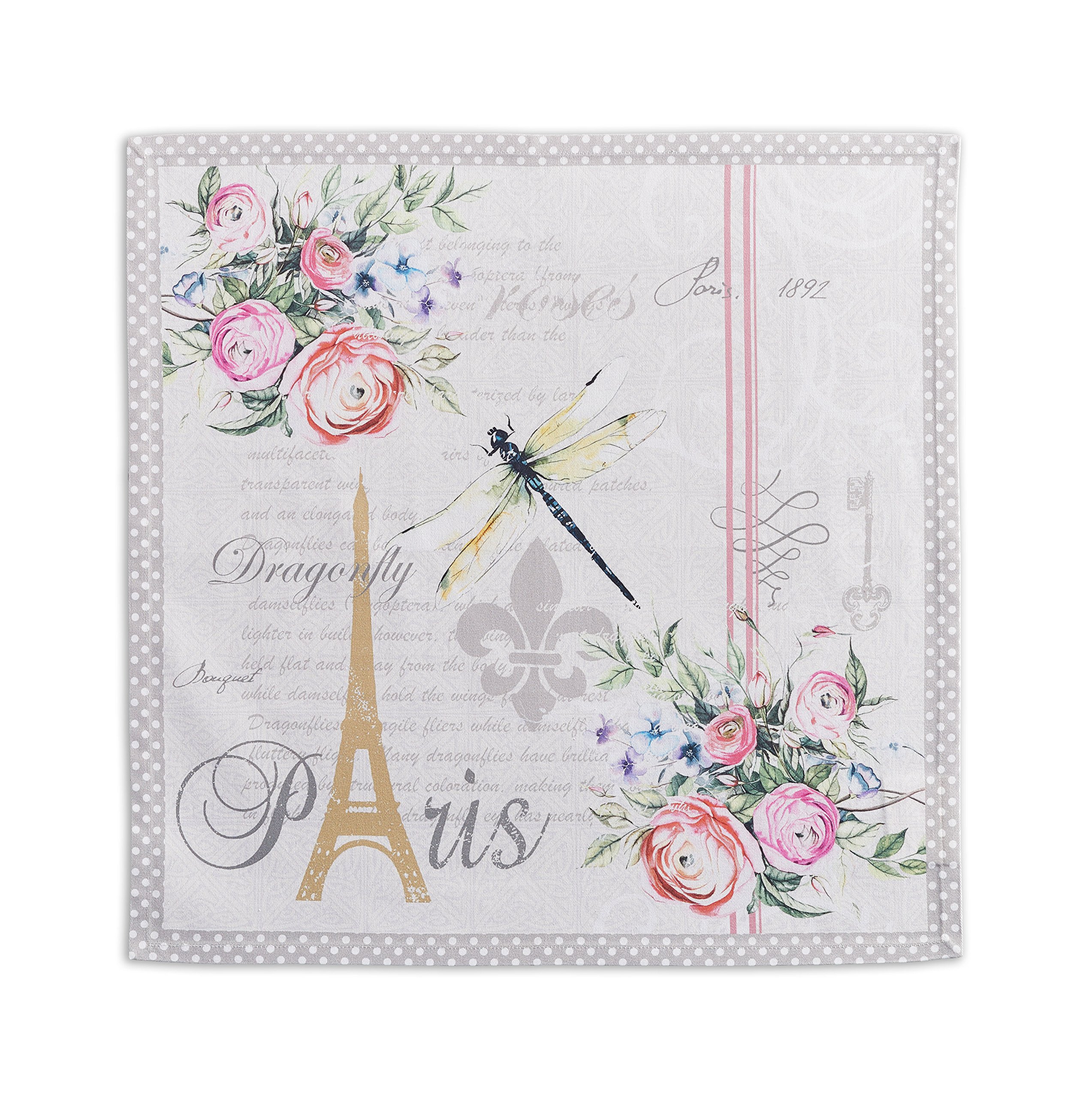 Maison d' Hermine Cloth Napkins Set of 4 100% Cotton Everyday Reusable Square Napkins Cloth Washable, Dinner, Party, Wedding, Restaurant, Spring/Summer (Champ De Mars, 45 CM x 45 CM)