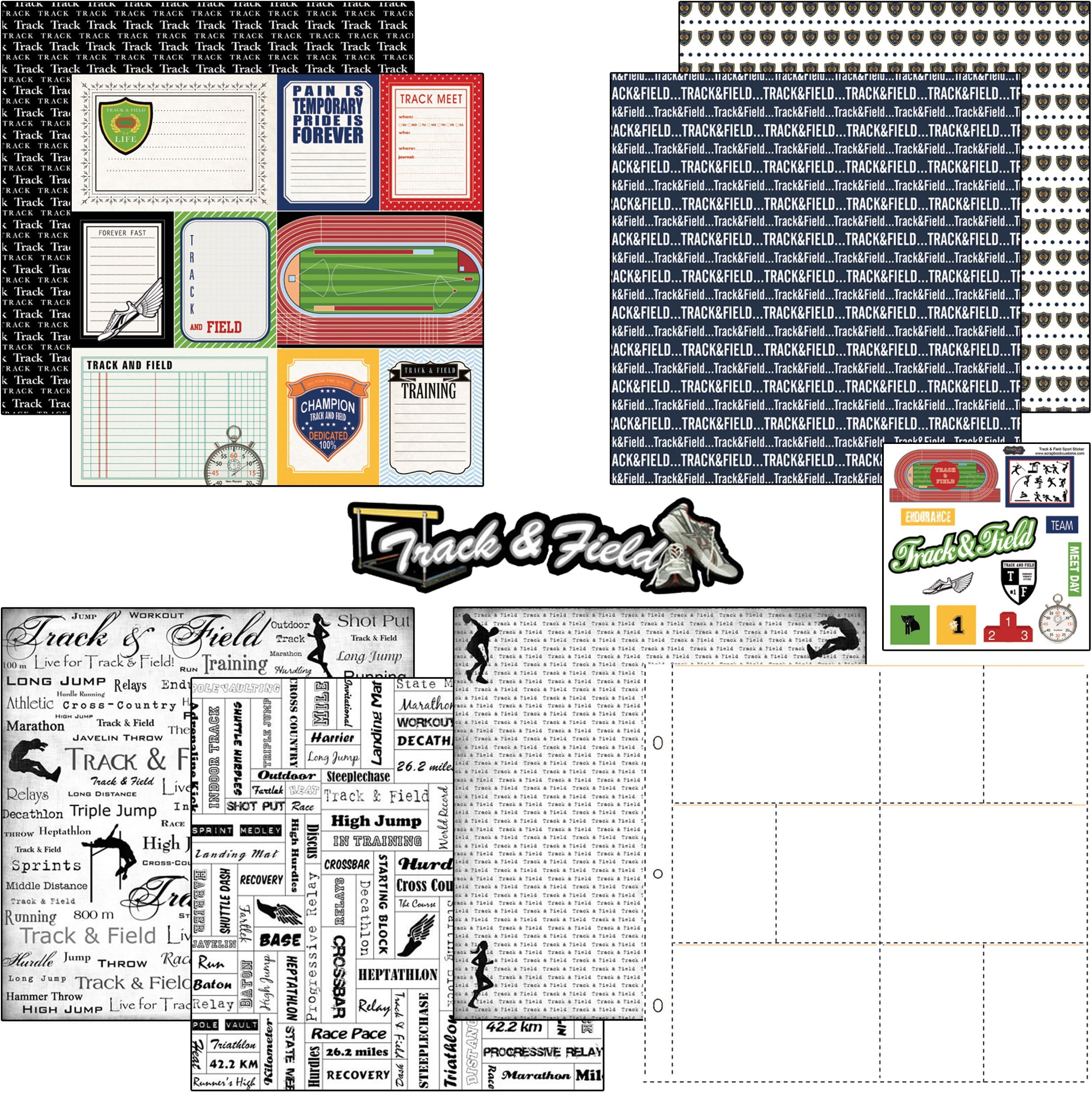 Scrapbook Customs Themed Paper and Stickers Scrapbook Kit, Track & Field Journal