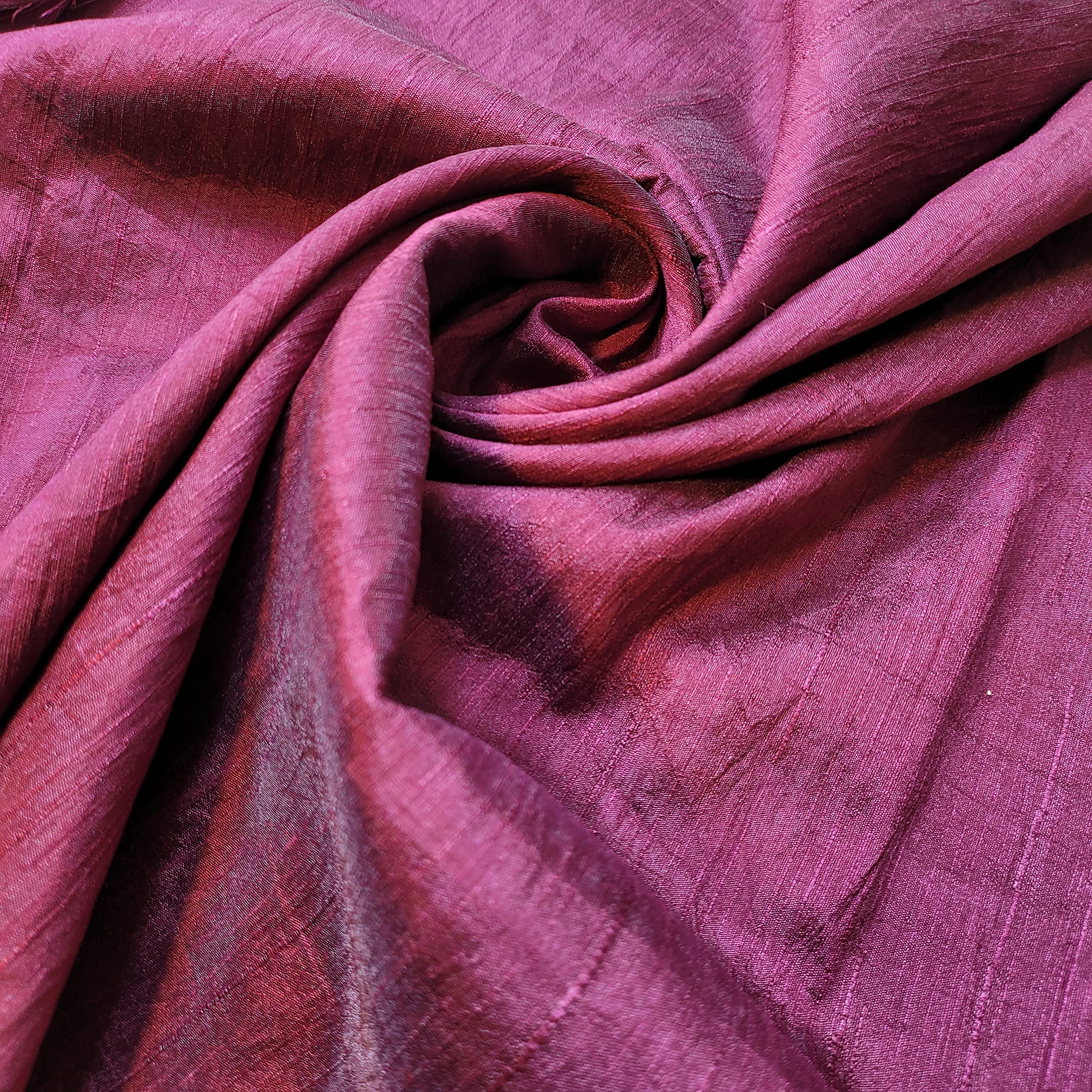 Plain Raw Silk Faux Dupion 100% Polyester Upholstery Fabric Bridal Material 44" (1 Meter, Plum)