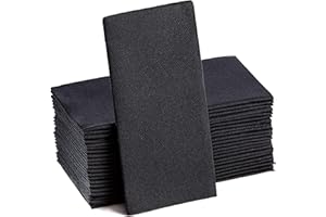 MOYES HOME Black Paper Napkins | Linen Feel Guest Disposable Cloth Like Dinner Napkins | Hand Towels | Soft, Absorbent, Paper Hand Napkins for Kitchen, Bathroom, Parties, Weddings, Dinners Or Events | 50 Pack