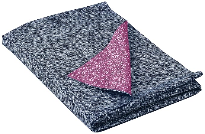 KOMESICHI Furoshiki Reversible Geschenkpapier Tuch Shark Muster Kirschblüten 90 x 90 cm Navy/Violett
