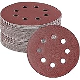 Bates Sanding Discs 5 Inch 8 Hole, 30 Pack, Assorted Grits 40 80 120 220 320 600, Sanding Pads, Hook and Loop Sanding Disc