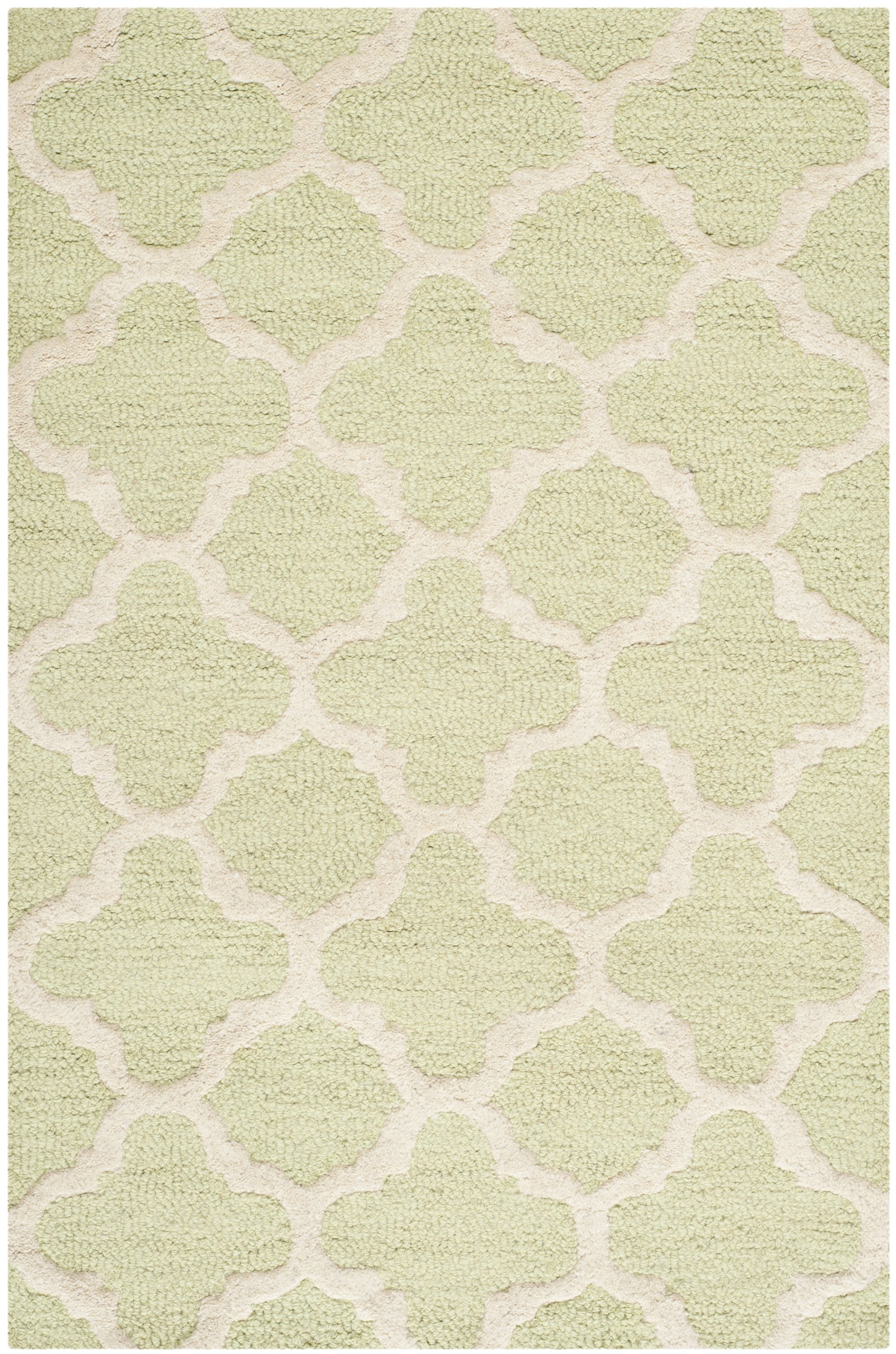 Safavieh Geometric Indoor Hand Tufted Accent Area Rug, Cambridge Collection, CAM130, in Light Green / Ivory, 61 X 91 cm for Living Room, Bedroom or Any Indoor Space