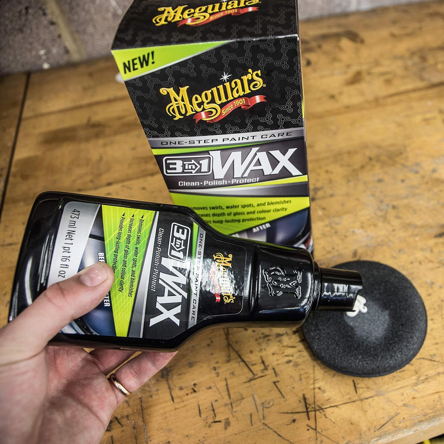 Meguiar's G191016EU 3in1 Car Wax 473ml, Clean Polish Protect, One Step Paint Care, 473 ml (Pack of 1) - Image 4