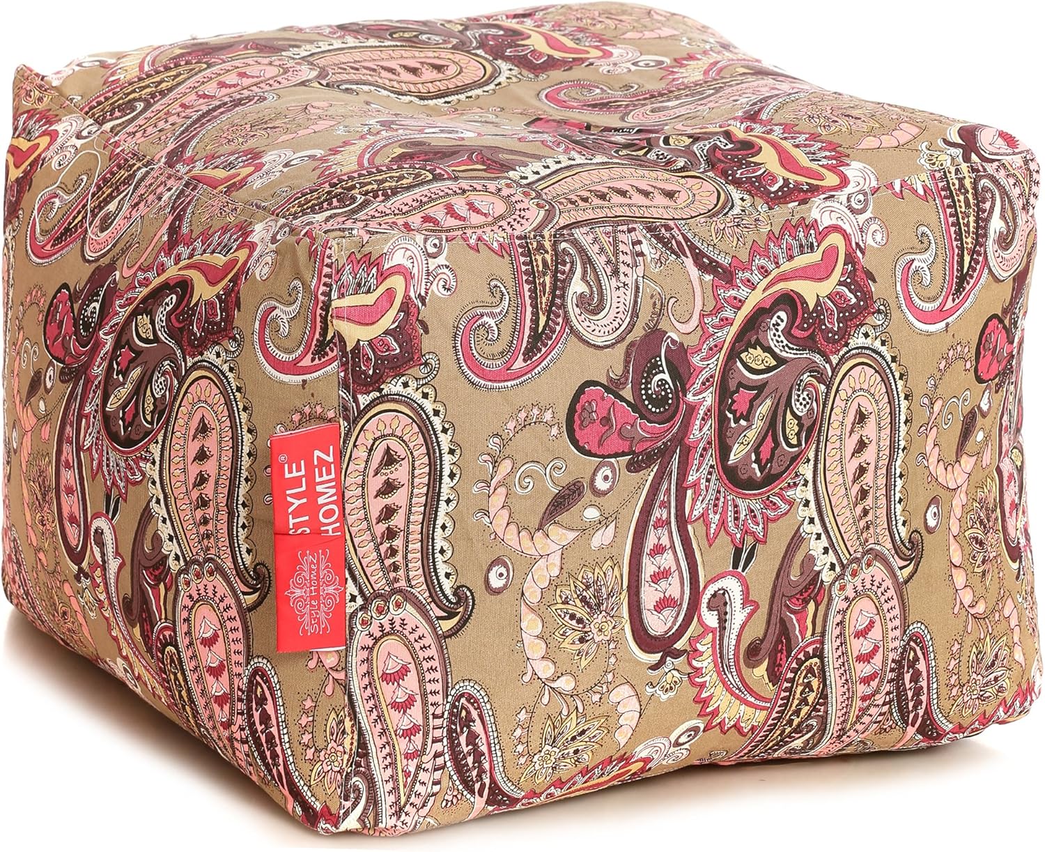 Style Homez Square Cotton Canvas Paisley Printed Bean Bag