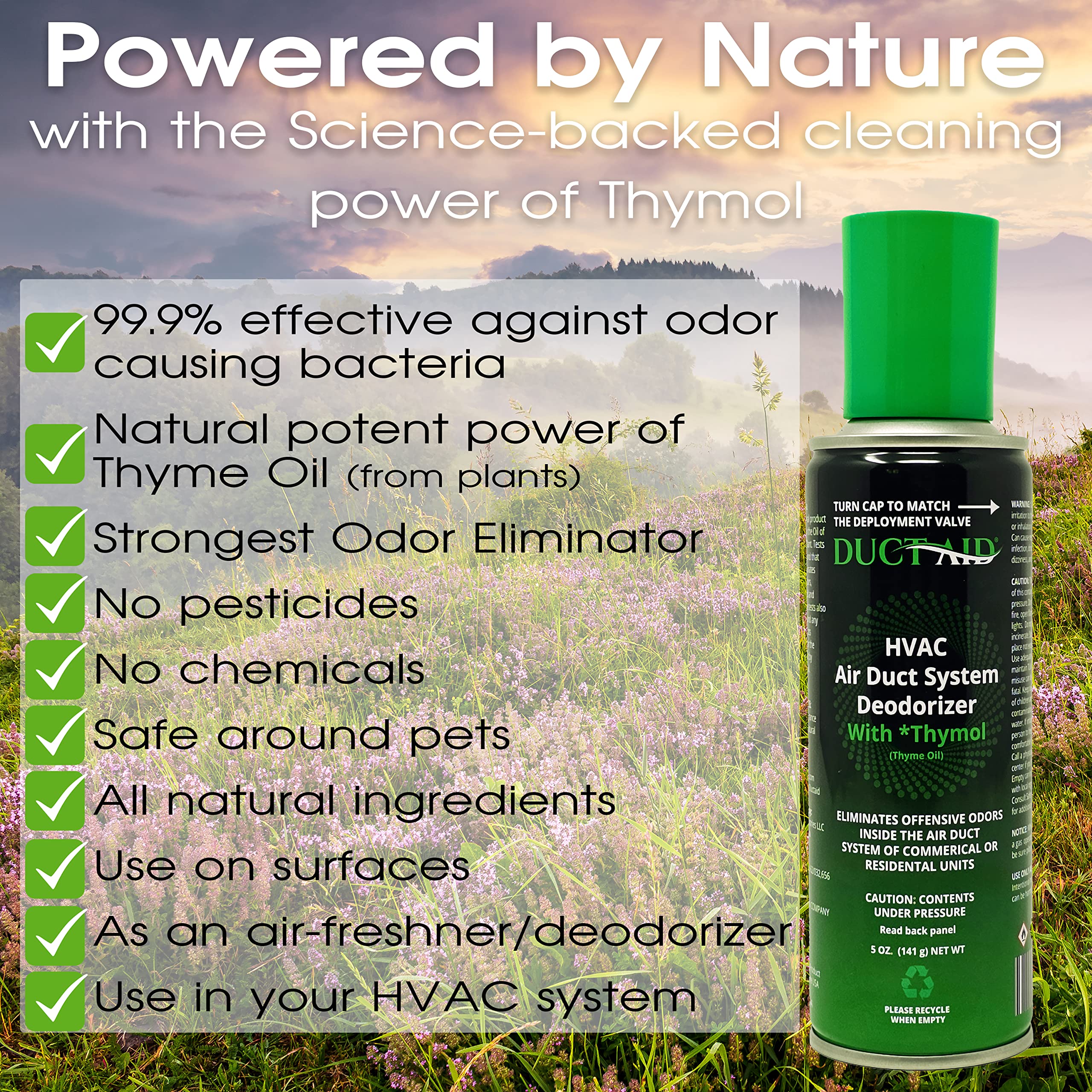 Air Freshener for HVAC System, Commercial, Residential & Cars| Made with Thyme extract, natural Plant based product Now available in a Concentrated Formula for maximum effectiveness (PACK 1)