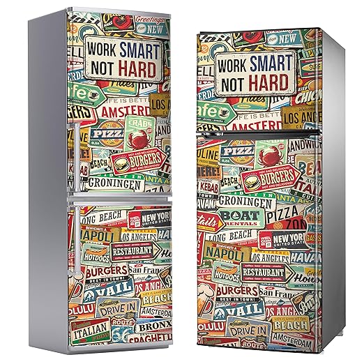 MEGADECOR Vinilo Adhesivo Decorativo para Nevera con Diseño de ...