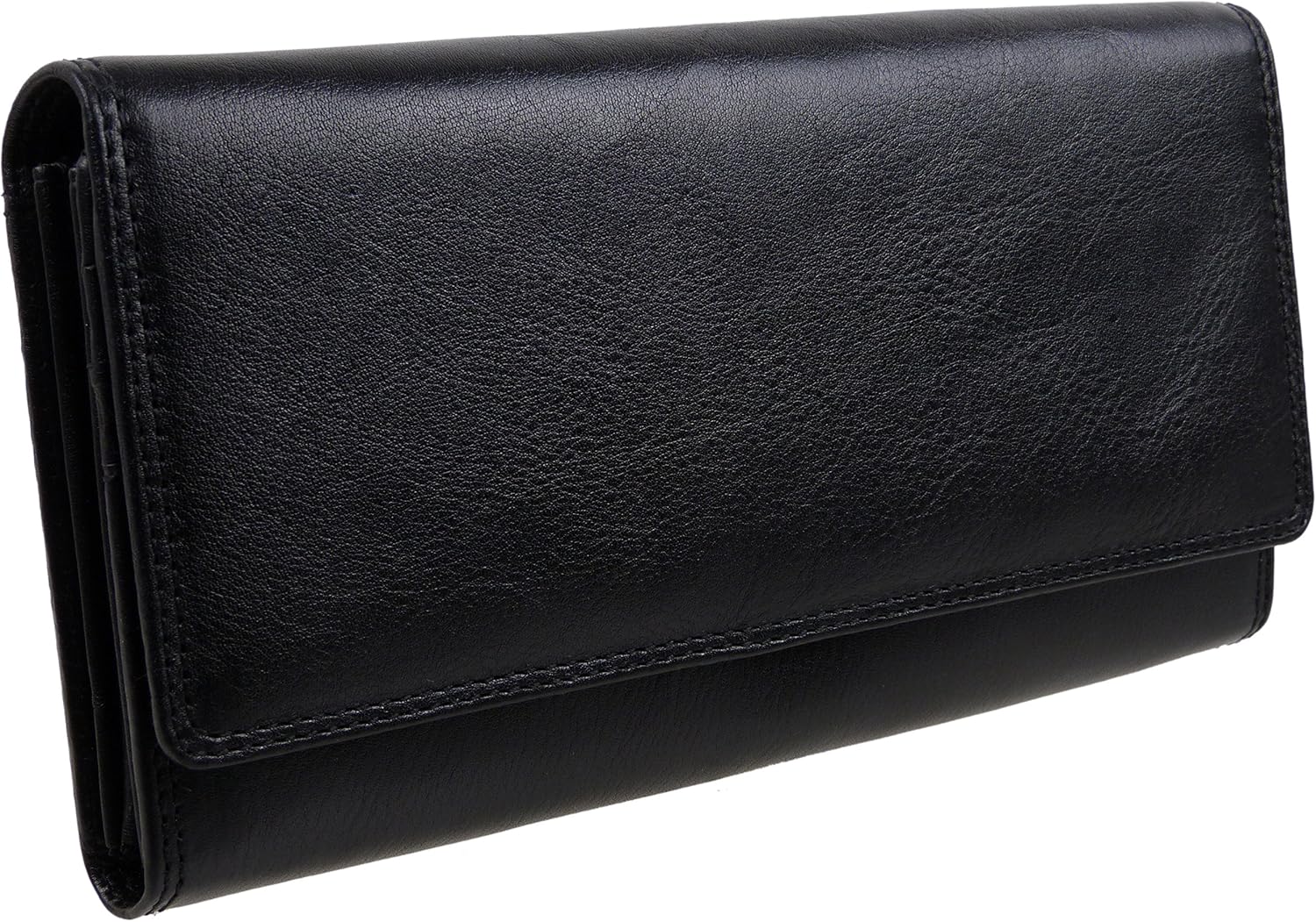 Visconti Ladies Larger Leather Purse Wallet Heritage Collection Gift Boxed (Black), Approx 18.5cm x 10cm x 3cm ( 7.25" x 4" x 1.25")