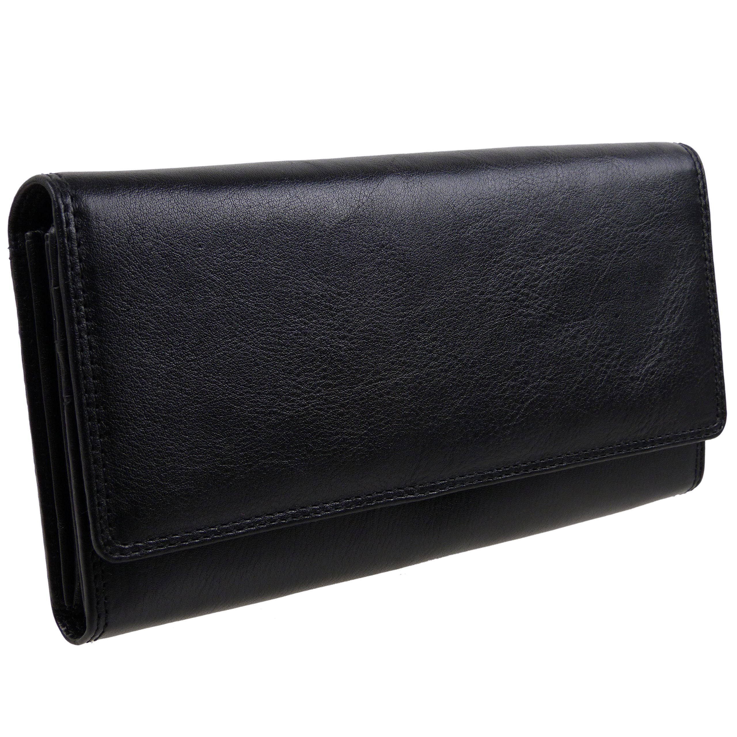 Visconti Ladies Larger Leather Purse Wallet Heritage Collection Gift Boxed (Black)