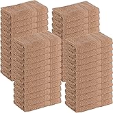 GREEN LIFESTYLE Bulk Washcloths 13x13 48 Pack - Face Towel, Wash Clothes for Body and Face - 100% Pure Cotton Wash Cloths for Your Body (Tan)