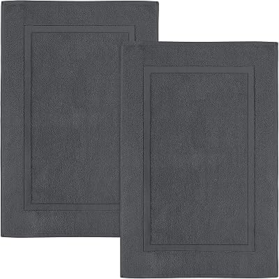 Utopia Towels Bath Mats 53 x 86 cm 100% Cotton Pack of 2 Grey