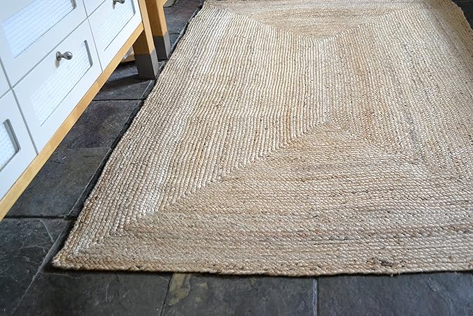 Rugsite 100% Jute Medium Rechteck Teppich, 90 X 150 cm. Natur geflochten Flor. American Style. Küchen, Wintergärten