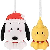 Hallmark Better Together Peanuts Holiday Snoopy and Woodstock Magnetic Christmas Ornaments, Set of 2, Gifts for Peanuts Fans