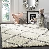 Safavieh Dallas Shag Collection SGD257F Ivory and Grey Area Rug (4' x 6')
