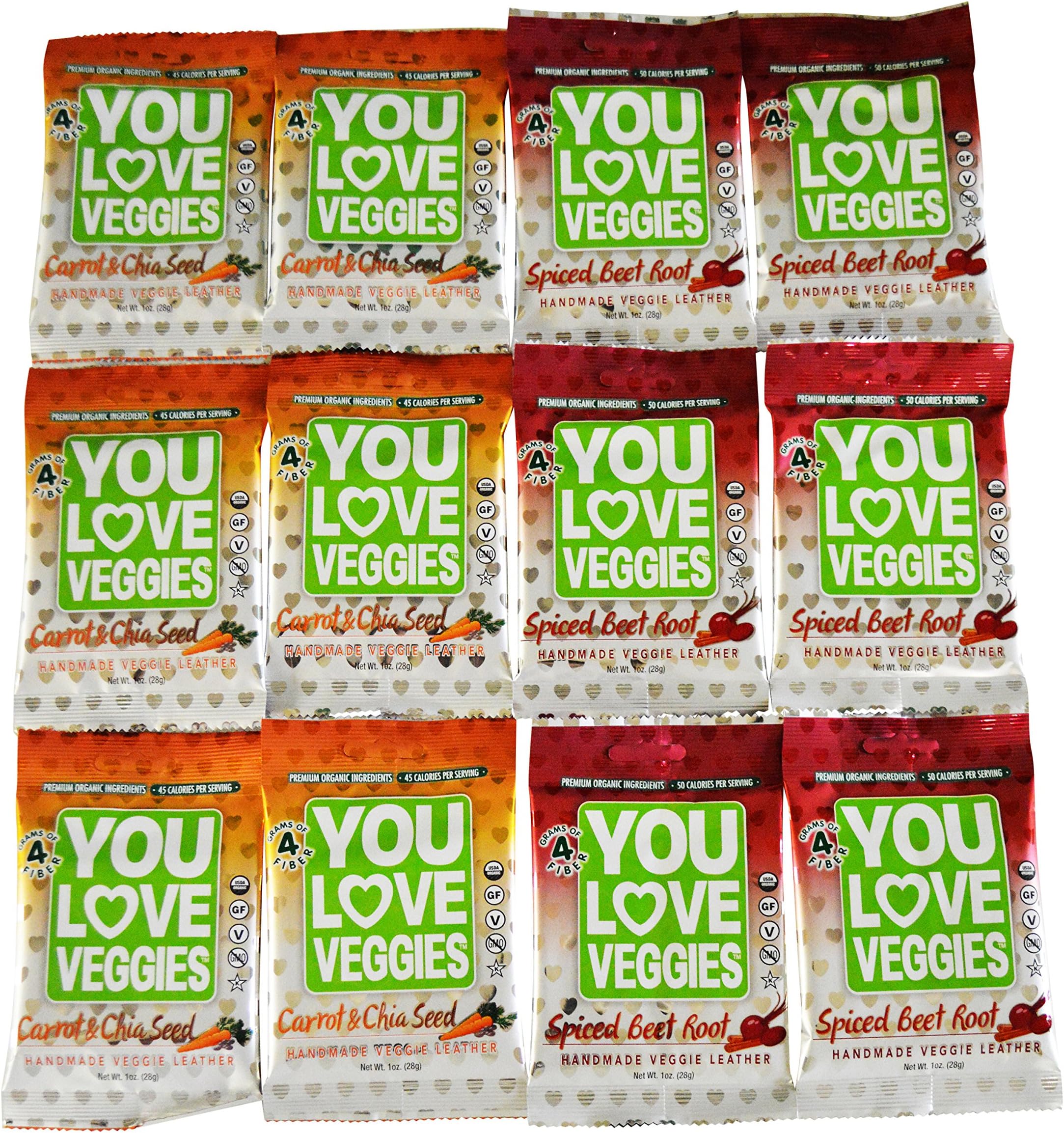 You Love Veggies Organic Veggie Leather Variety Pack of 12