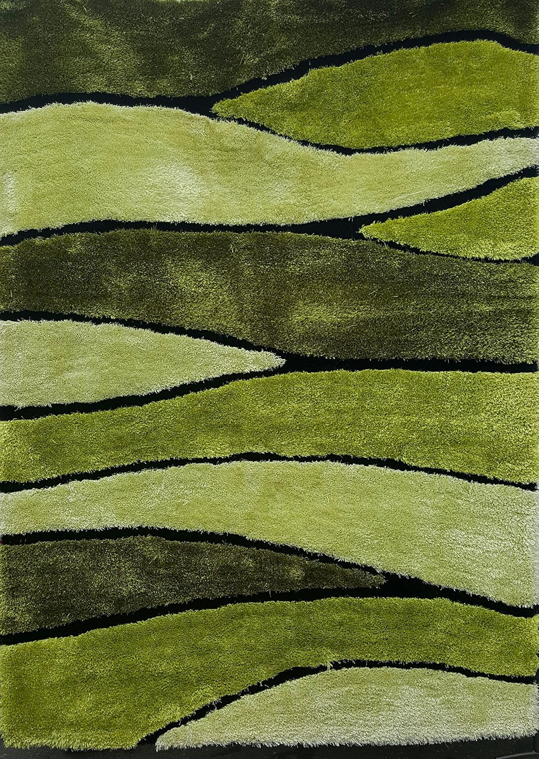 Shaggy Thick & Plush Green Living Shag Design 120(5ft.x7ft.) Kitchen & Dining