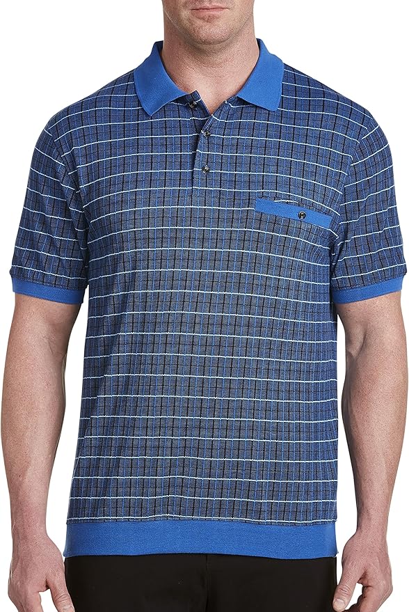 Harbor Bay by DXL Big and Tall BandedBottom Plaid Polo