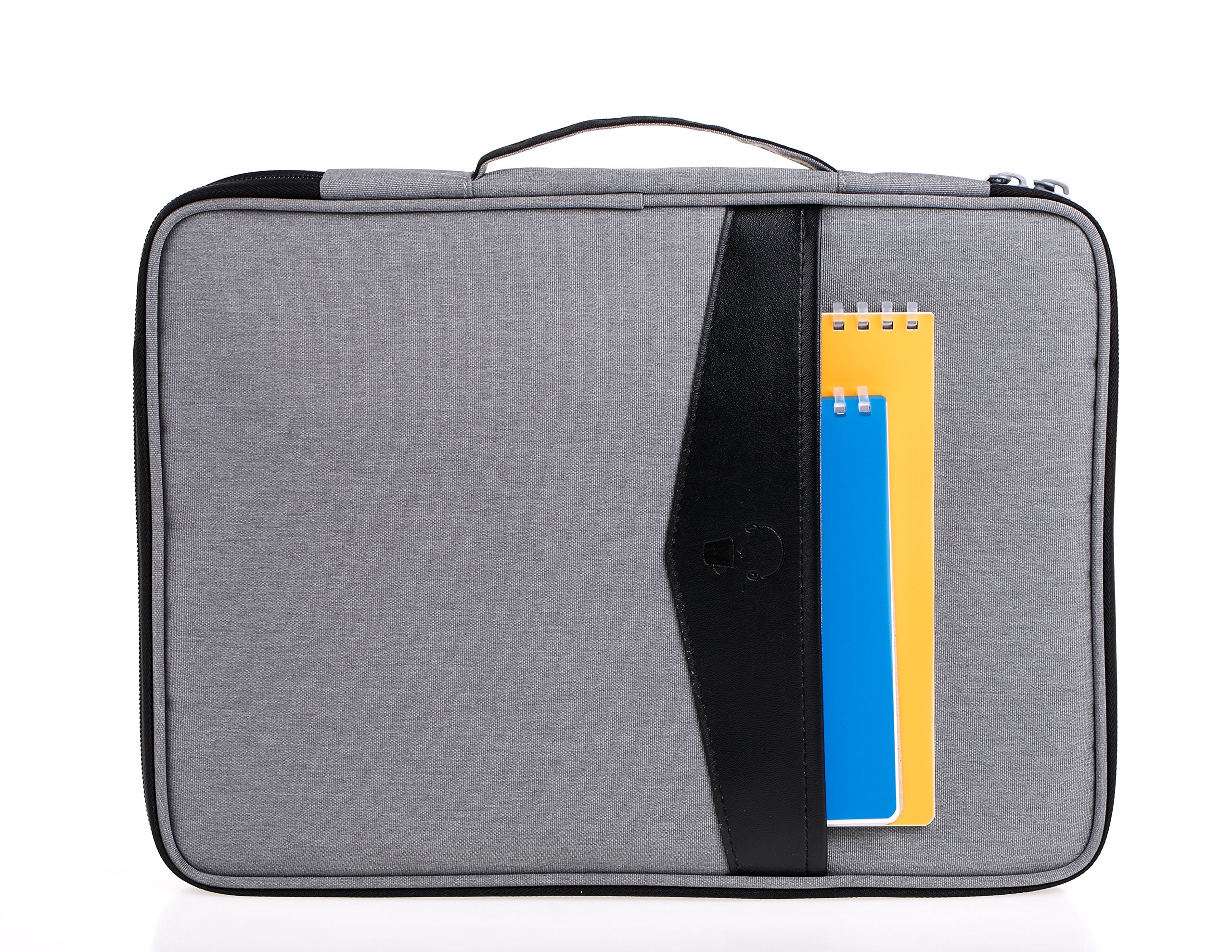 Lazyaunti Commercial Document Portfolio Padfolio Folders Organzier Binder Multi Function Waterproof Travel Pouch Zipper Case for Laptop, Ipad, Kindle, Notebook, Pen (Light Grey)