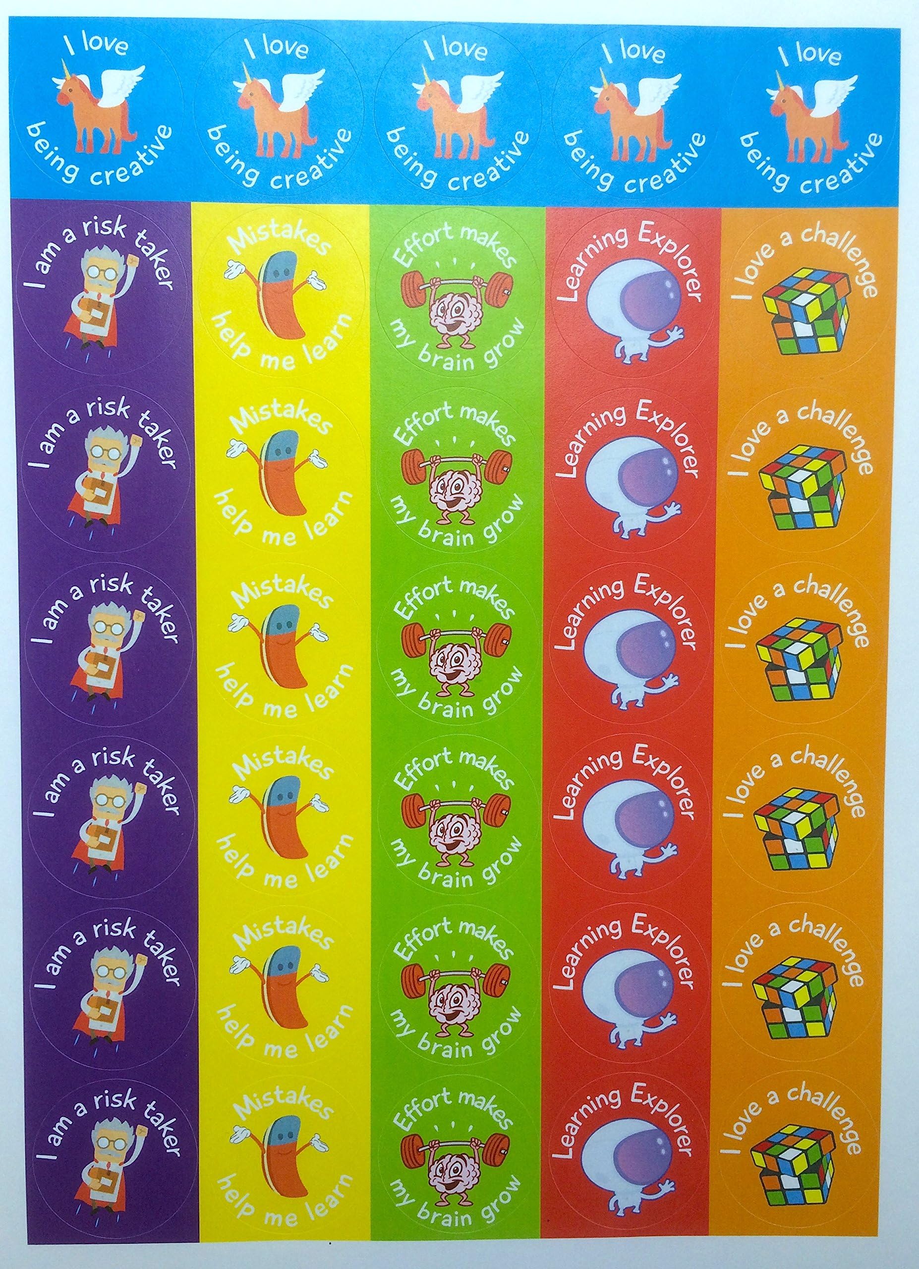 175 Growth Mindset Stickers Mixed Pack (5 sheets x 35)