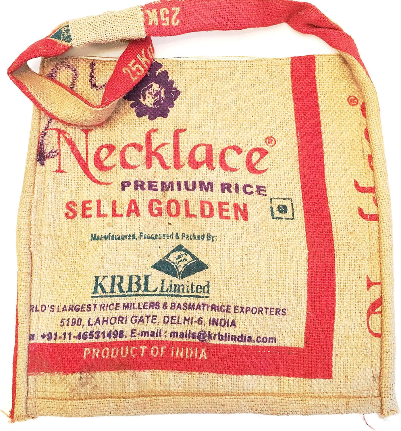 recycled rice bag tote