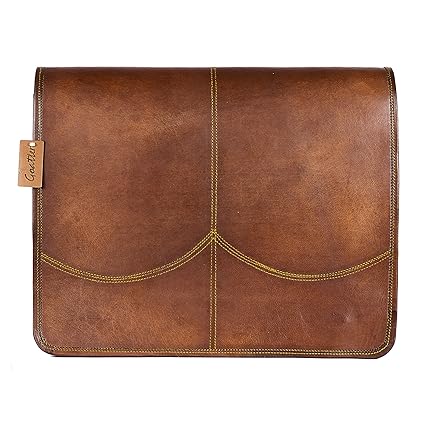 Goatter Genuine Leather 13 Brown Laptop Multi-Compartment Laptop Sleeves/Briefcase / Messenger Bag/Laptop Bags