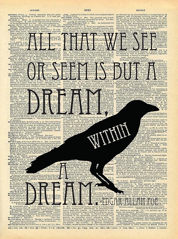 Edgar Allan Poe Quote Citation 2 Print Dictionary Page Art Poster Reproduction Antiquitaten Kunst Srbroker Kunst