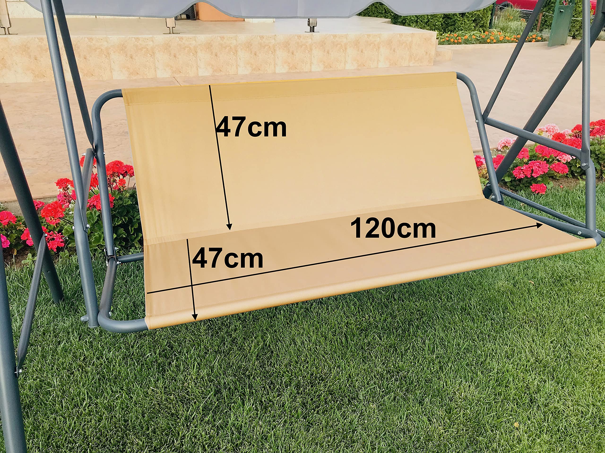 PETELA Replacement Swing Seat Cover - Hammock Chair & Garden Swing Chair Covers - Bench Cover (120cm x47cm x47cm, Beige) โ image 1