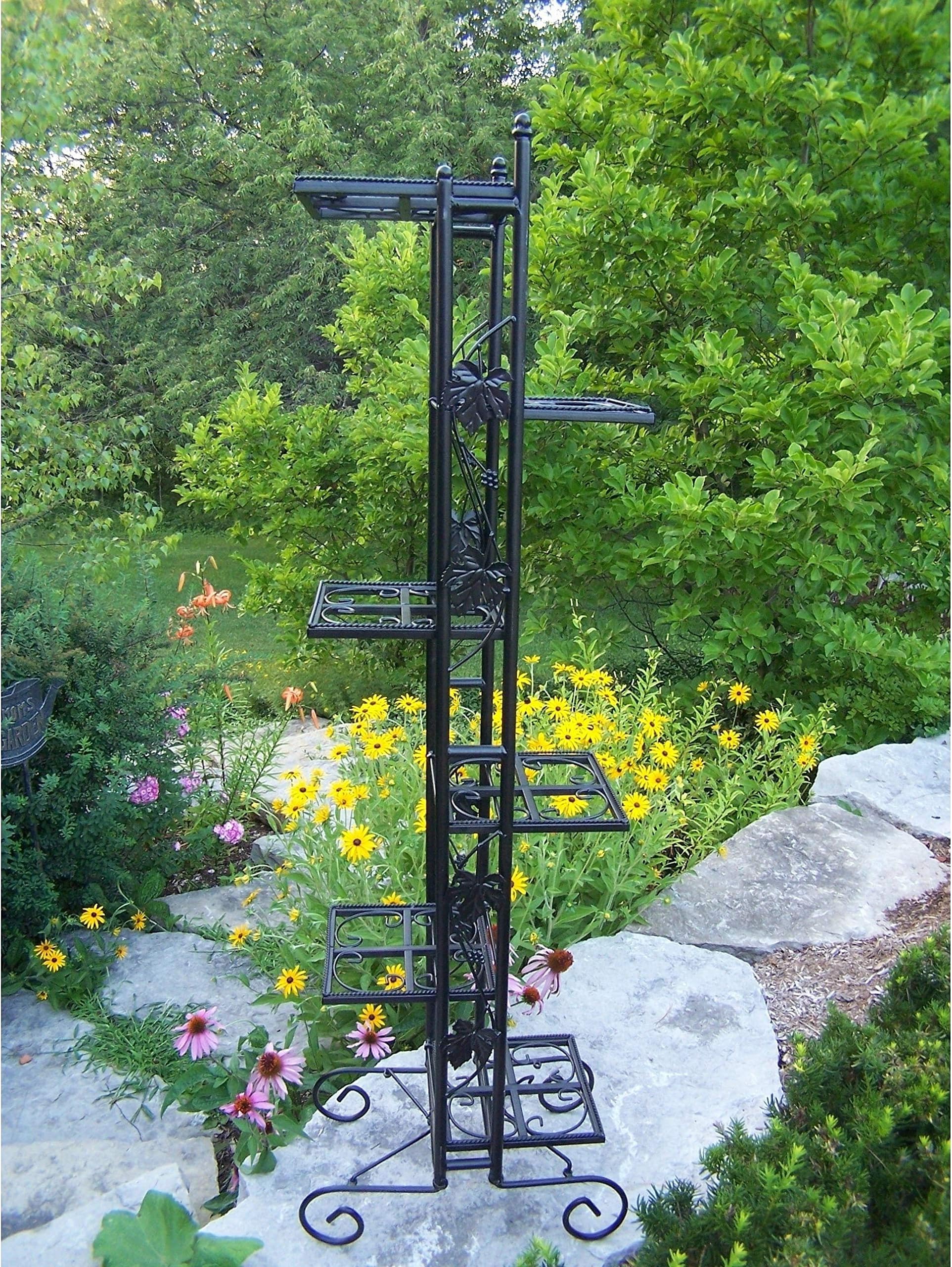 Oakland Living Corporation Black Wrought Iron 6-Level 65-inch Plant Stand