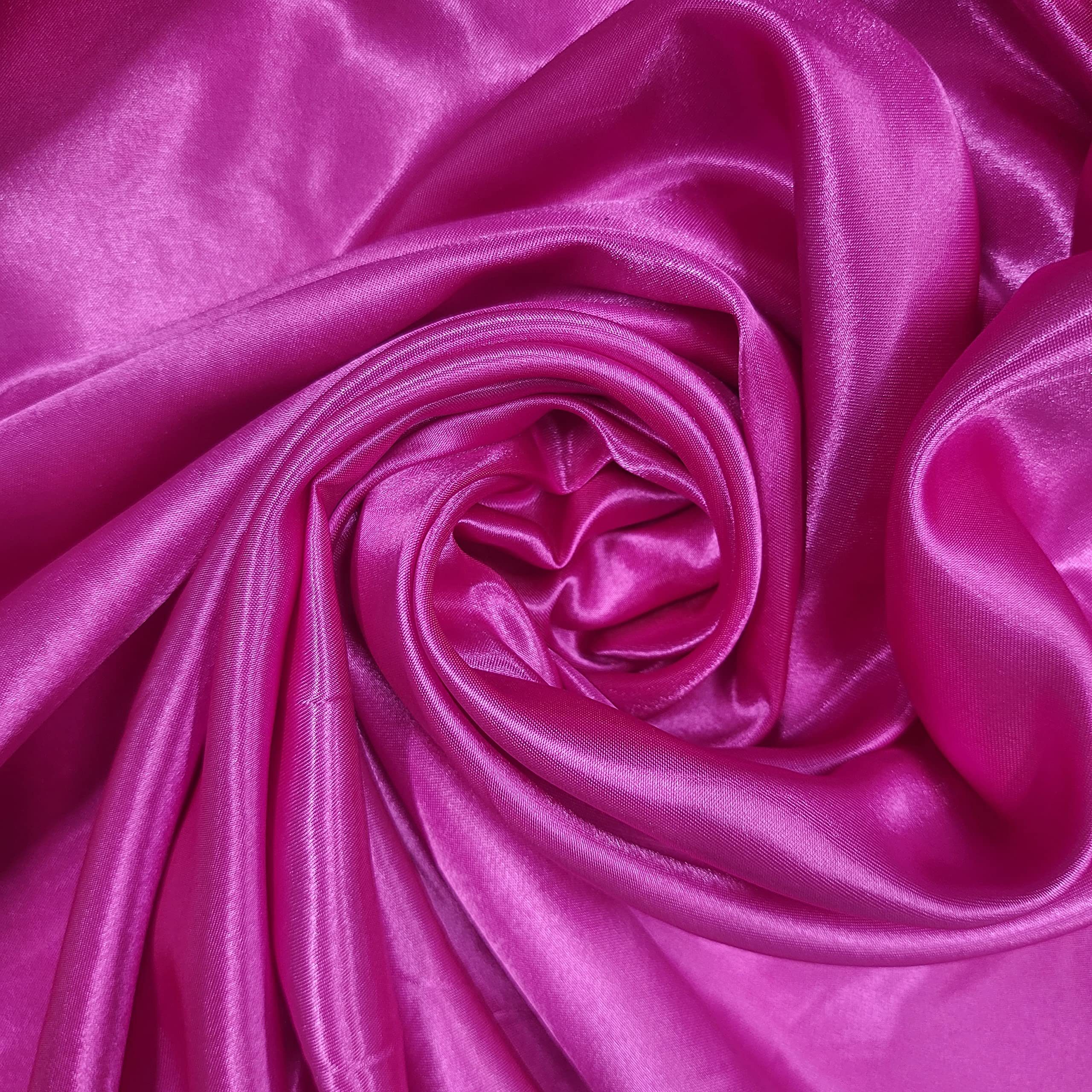 58"/150cm Wide Plain Poly Silk Satin Fabric (Available in 20+ Colours & Various Lengths) (HOT Pink, 1 Meter (PRE Cut)) — image 1