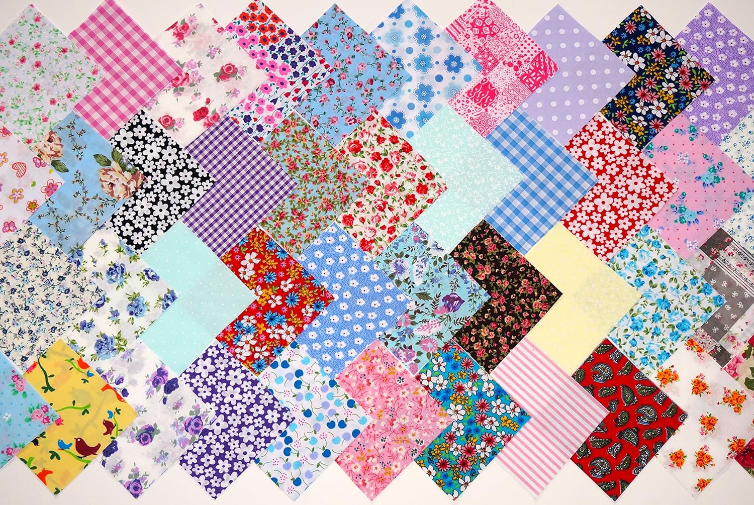 4" / 10cms Fabric Patchwork Squares Charm Pack Craft Quilting 30 pcs