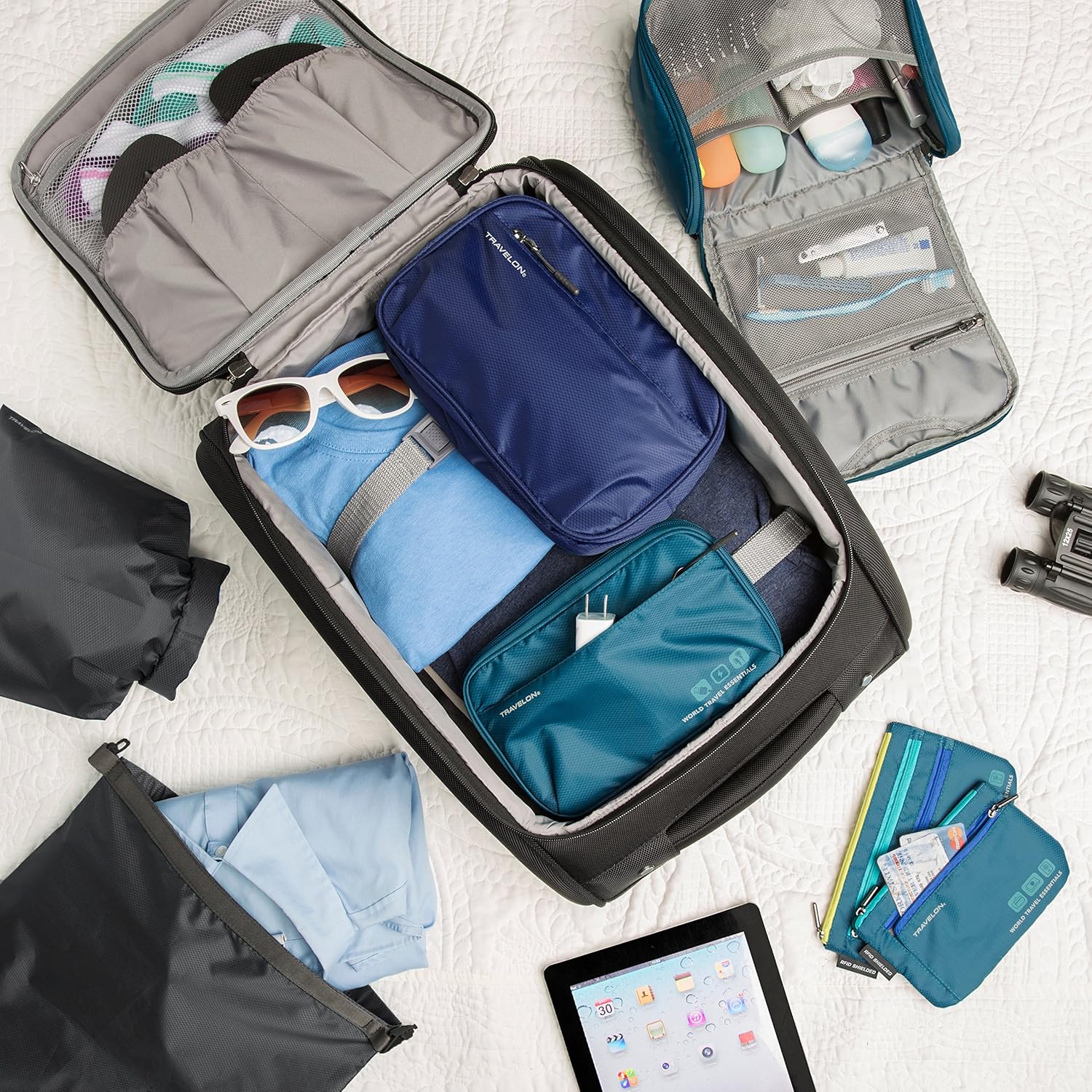  | Travelon World Travel Essentials Set of 2 Currency and Passport Organizers, Peacock Teal, One Size | Passport Wallets
