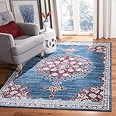 SAFAVIEH Brentwood Collection Area Rug - 5'3" x 7'6", Navy & Burgundy, Medallion Distressed Design, Non-Shedding & Easy Care,