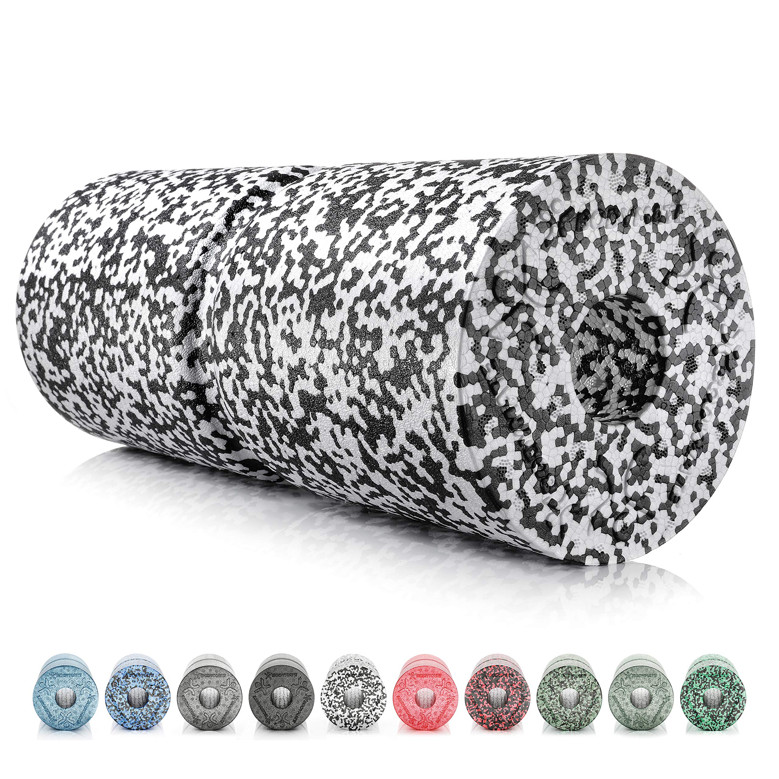 BODYMATE Care Medium Hard Foam Roller 35 x 14 cm for Spine Relief + Free E-Book