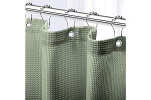 NEATERIZE Sage Green Shower Curtain for Bathroom - Waffle Shower Curtain Hotel Style - 72x72 Inch Bathroom Curtain - Cortinas De Baño