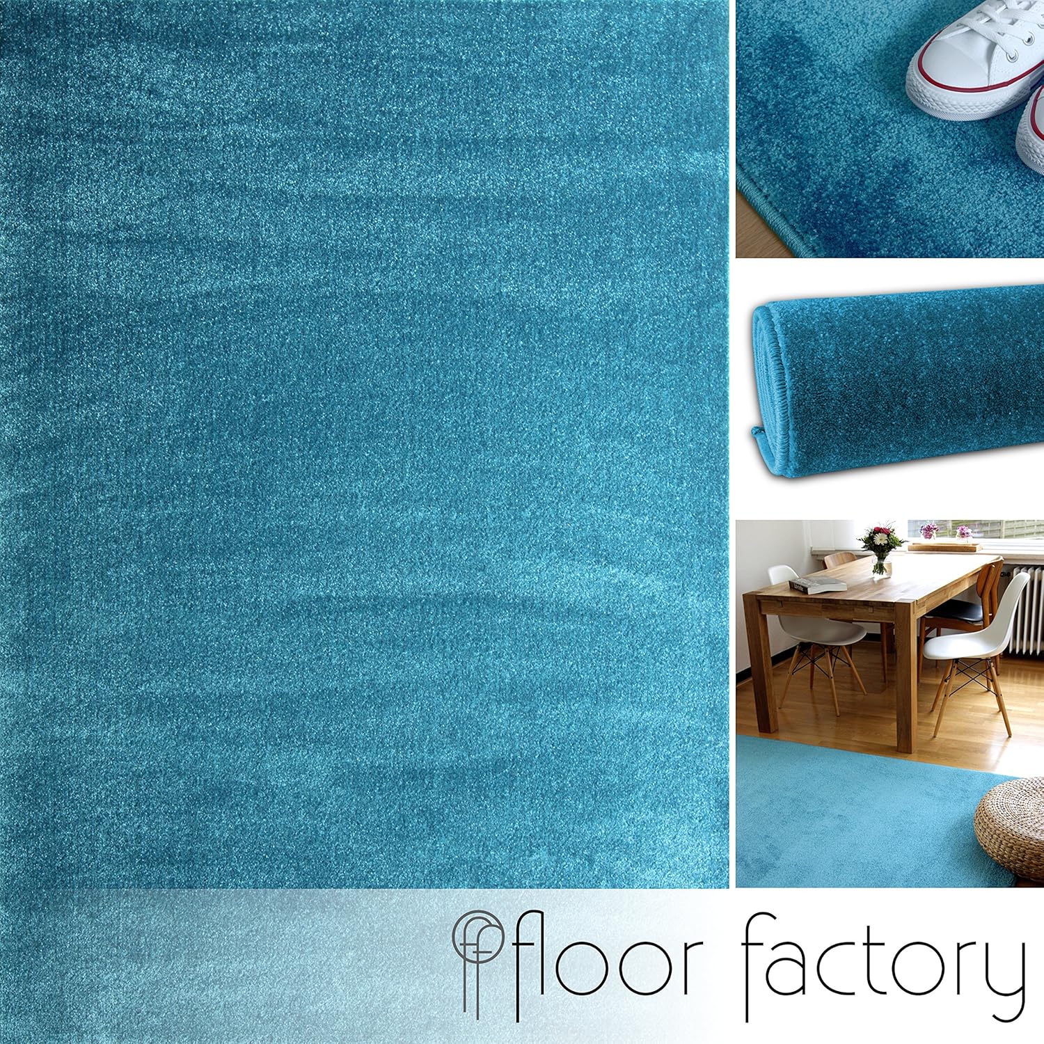 Vimoda Pflegeleicht Robust Qualitat Teppich Kurzflor Wohnzimmer Meliert Mehrfarbig Beige Turkis Blau Grau Braun Grun Rosa Farbe Beige Turkis Grau Masse 60x110 Cm