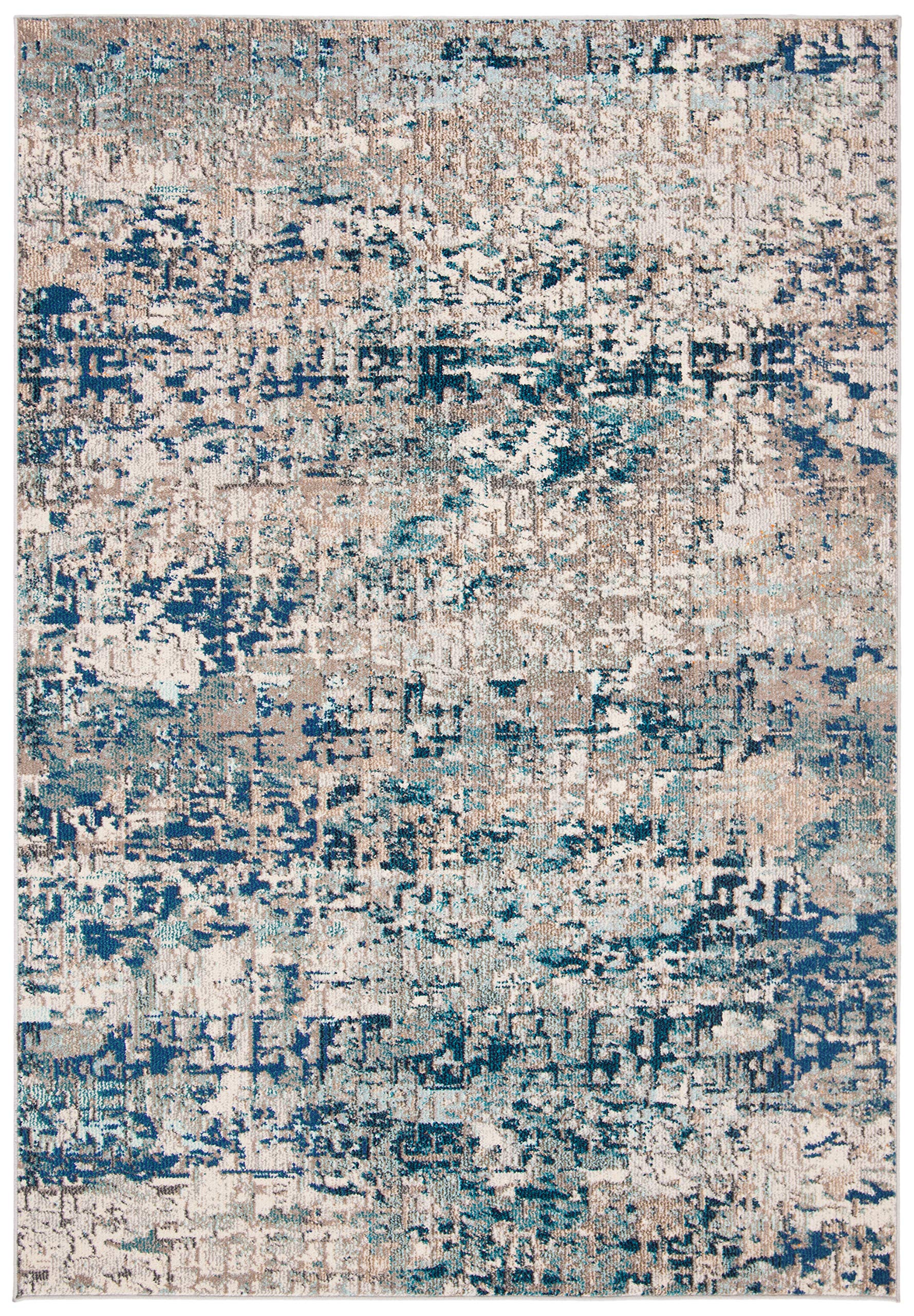 Safavieh Modern Chic Rug for Living Room Dining Room Bedroom - Madison Collection Short Pile Grey and Blue 24 x 36 Inch
