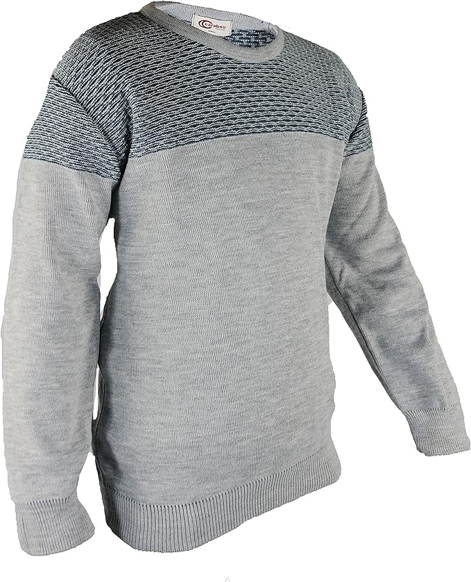 Carabou Mens Crew Neck Knitted Jumper Textured Pattern Round Neck