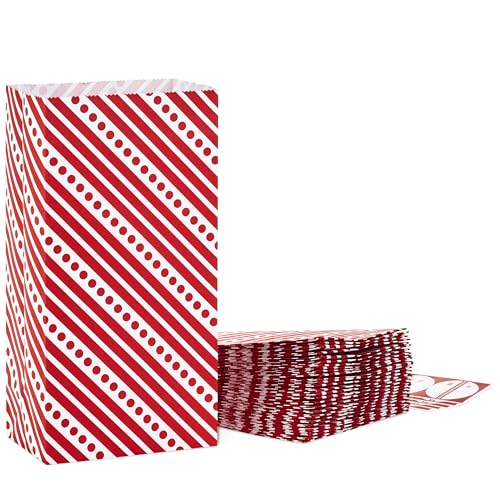 Hallmark Red and White Stripe Party Favor and Wrapped Treat Bags with Gift Tag…