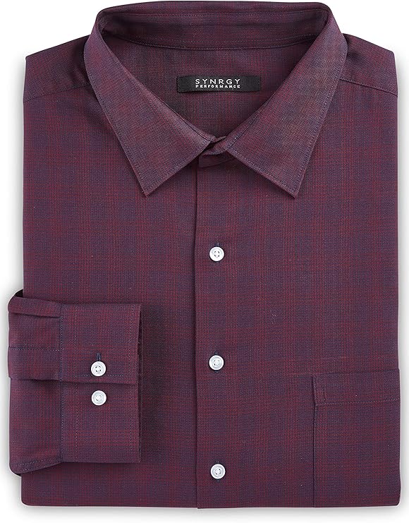 Synrgy by DXL Big and Tall Performance Plaid Dress Shirt